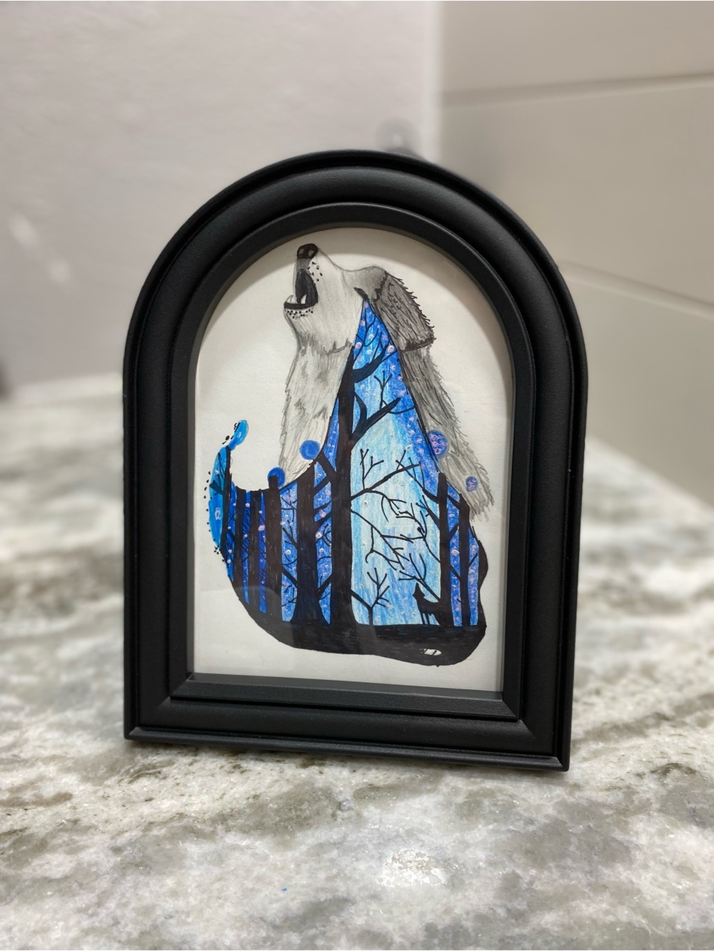 Blue and Black Wolf Illustration